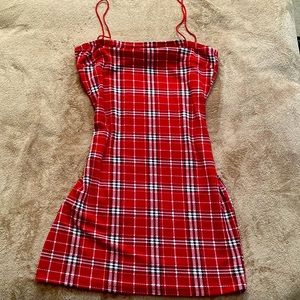 Red pails spaghetti strap dress